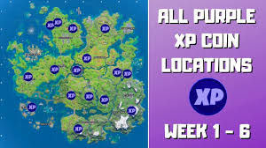 Players looking to keep climbing the tiers of the season 4 battle pass in fortnite will need more xp. All 16 Purple Xp Coins Locations In Fortnite Chapter 2 Season 3 Week 1 6 Fortnite Xp Coins Youtube