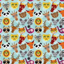 Animal Faces Fabric Funny Cute Animal Face On A Blue Etsy Animal Faces Cute Animals Funny Cute