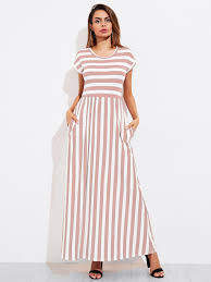 Shop Contrast Striped Full Length Dress Online Shein Offers Contrast Striped Full Length Dress More To Fit Your Fashionable Nee Platya Zhenskaya Odezhda Odezhda