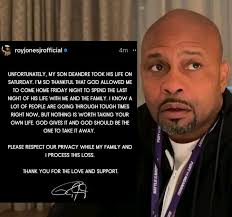 Boxing icon Roy Jones Jr has just revealed some awful news stating that his  son took his own life this weekend. Our love and support goes out to Roy  and his family
