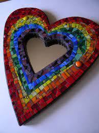 Rainbow Heart Mosaic Mirror Original Art Etsy Mosaic Crafts Mosaic Mirror Mosaic Art