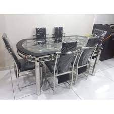 Buy glass dining tables and get the best deals at the lowest prices on ebay! Oval Table Mirror Finish 6 Seater Stainless Steel Dining Table Set For Home Rs 17000 Set Id 22524636997
