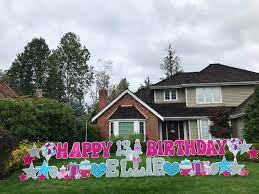 In fact, we do the work for you, both setting up and retrieving your installation. Happy Birthday Yard Sign Display With Name Age Yard Announcements