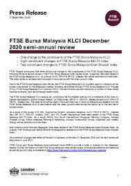 The regulatory benchmark and the market benchmark. Ftse Bursa Malaysia Klci December 2020 Semi Annual Review Ftse Russell