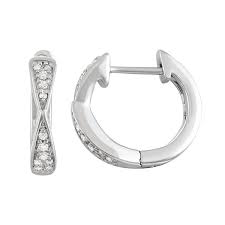 1.50ct round cut d/vvs1 diamond huggie hoop earrings 14k white gold finish. 14k White Gold 1 10 Carat T W Diamond Huggie Hoop Earrings
