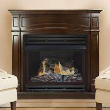 The grand electric fireplace represents a new generation of real flame electric fireplaces. Pleasant Hearth 46 In Natural Gas Full Size Cherry Vent Free Fireplace System 32 000 Btu Ghp Group Inc