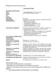Recomandări de la locul de muncă; Model De Curriculum Vitae European