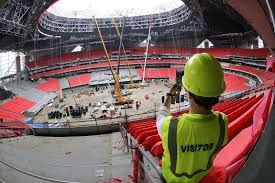 Work Is Continuing On Mercedes Benz Stadium The New Home Of The Nfc Champion Atlanta Falcons Mercedes Benz Stadium Mercedes