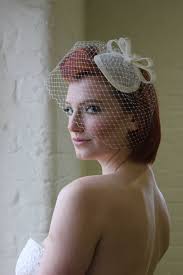 Ivory Bridal Bird Cage Veil Bow Fascinator. Cocktail Ht for Wedding With  Full Vintage Style Veiling. Hand Made in Uk