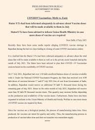 This is not a vaccine … using the term vaccine to sneak this thing under public health. Indiafightscorona On Twitter Indiafightscorona Covid19vaccination Myth Vs Facts States Uts Had Been Informed Adequately In Advance About Vaccine Doses That Will Be Made Available To Them In July Details Https T Co Xw5clmte8b We4vaccine