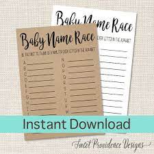 Printable Rustic Baby Shower Baby Name Race Game Printable Rustic Baby Shower Baby Shower Baby Names
