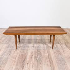 This Mid Century Modern Bench Made In Japan Is Featured In A Solid Wood With A Gorgeous Teak Finish Mid Century Modern Bench Furniture Mid Century Coffee Table