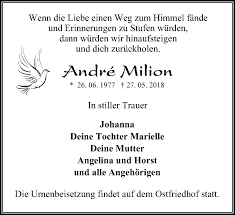 Traueranzeigen Von Andre Milion Trauer Lokalkompass De