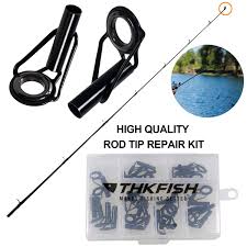 Thkfish Rod Tip Repair Kit Rod Repair Kit Stainless Steel Ceramic Ring Guide Rod Repair Replacement Tip Tops Fishing Rod Repair Kit 6sizes 30pcs
