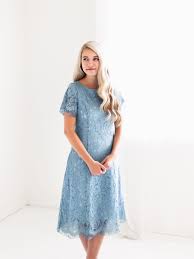Mariela Exclusive Anna Floral Lace Dress In Dusty Blue Lace Dress Dresses Dazzling Dress