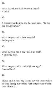 Here are 40 of our favorite funny corny jokes guaranteed to make you laugh, even if the rational part of your brain wants to resist. Short Jokes Funny Extremely Funny Jokes Clean Funny Jokes