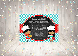 Printable Little Chef Birthday Party Invitation Pizza Cooking Baking Choose Hair Color Birthday Party Invitations Kids Cooking Party Party Invitations