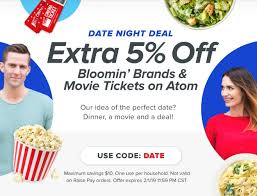Discounts average $5 off with a atom tickets promo code or coupon. Expired Raise Save Extra 5 On Bloomin Brands Atom Tickets Gift Cards With Promo Code Date Gc Galore