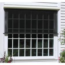 Installing outdoor window shades on wooden window frames, stucco, or brick? Bali Essentials Charcoal Corded Light Filtering Motorized Vinyl Exterior Solar Shade Right Motor Cream Cassette 144 In W X 84 In L 23412 The Home Depot