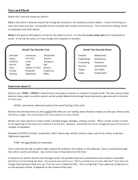 Tone And Mood Worksheets Google Search Poetry Worksheets Mood Mood And Tone