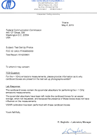 How to start a cover letter. Tagbs0203 Low Power Transceiver Cover Letter Tcb Query Confirmation Of Test Set Up Tsb Real Time Location Systems S L