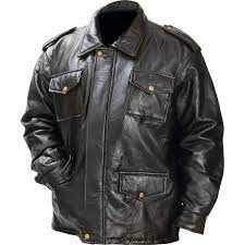Giovanni Navarre Leather Field Jacket With Full Lining Field Jacket Black Leather Jacket Men Leather Jacket Men