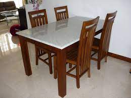 Teak Dining Table With Marble Top Teak Dining Table Teak Furniture Dining