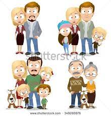 Happy Family Collection Very Adorable Big Family Characters Set Family Members Isolated On White Backgroun Drawing Family Drawing Family Portrait Draw Family