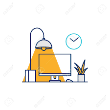How to change default icon for this pc in windows 10. Working Desk Computer Setup Illustrative Icon Vector Illustration Line Outline Monoline Royalty Free Cliparts Vectors And Stock Illustration Image 107801749