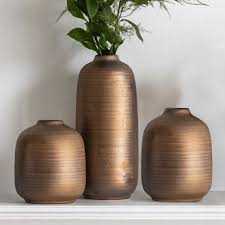 Khangi Vases Set Of 3 Copper Vases Gold Vases