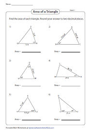 Find The Area Of A Triangle Triangle Worksheet Learning Math Math Tricks