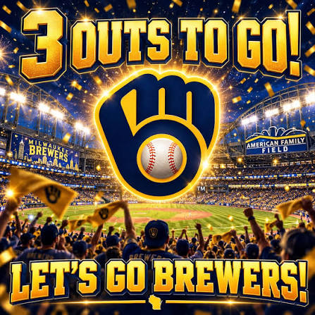 We just did that. 3 to go. #winourway #brewcrew