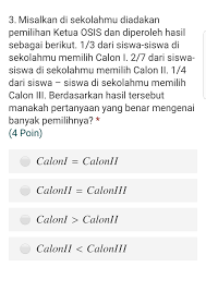 Pertanyaan untuk calon ketua osis ketua osis, jabatan penting yang untuk memilihnya dilakukan mekanisme seleksi untuk kandidat yang berkualitas serta didukung oleh warga sekolah melalui sistem pemilu. Misalkan Di Sekolahmu Diadakan Pemilihan Ketua Osis Dan Diperoleh Hasil Sebagai Berikut 1 3 Dari Brainly Co Id