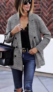 Black Blazer Outfits Women S Fall Outfits Women S Black And White Button Up Coat Blazer Fashion Fashion Blazer Outfits