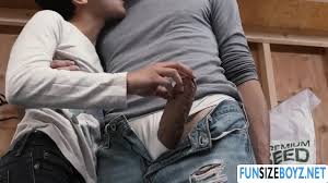 Petite Gay Damien and his secret lover hes gardener are in the tools room  kissing each other.After that,he removes his clothes and he lets his  gardener bareback fuck his tight wet asshole