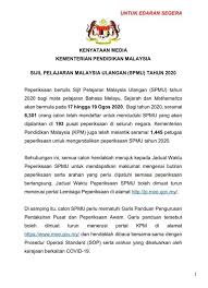 Pada tahun berikutnya, unit peperiksaan telah ditukar kepada lembaga peperiksaan. Lembaga Peperiksaan Rasmi On Twitter Kenyataan Media Sijil Pelajaran Malaysia Ulangan Spmu Tahun 2020