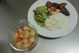 Surinam Food Rice Mustard Dry Shrimp Braised Pork