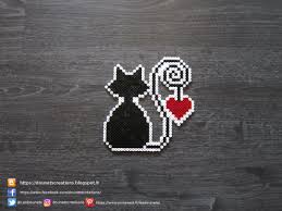 Chat Coeur Perles Hama Cat Heart Perler Beads Bijoux Perles Hama Perles Hama Motifs Perler