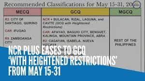 Religious activities, including weddings and wakes, are restricted to 30% capacity, with the local government given the option to increase the allowed level to 50%. Ncr Plus Eases To Gcq With Heightened Restrictions From May 15 31 Inquirer News