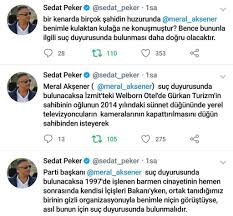 Peker aynı zamanda twitter'ı da etkin biçimde kullanıyor ve hemen her gün tweet atıyor. Ferhan Demir On Twitter Madem Sedat Peker In Her Lafini Ihbar Kabul Ediyorlar Meral Aksener E Icisleri Bakanligi Doneminde Ki Faili Mechul Cinayetlerin Sorumlusudur Dedi Barmen Cinayetinin Hesabini Ver Meral Istifa Et Meral Naylonsedat
