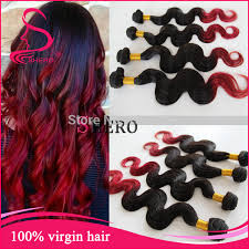 Dark roots that go into a purple color, which fades into a red violet. 4bundles Brazilian Body Wave Ombre Hair Extensions Two Tone Color 1b 99j Natural Black Red Roots Cheap Hu Man Hair 100g Bundles Hair Weave Natural Hair Hair Salon Hair Dryerhair Extensions African American Aliexpress