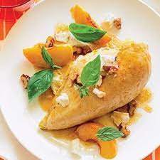 Rotisserie Chicken With Peaches Walnuts Basil Recipe Recipe Cooking Recipes Rotisserie Chicken Recipes Easy Summer Meals