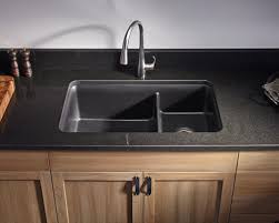 Maybe you would like to learn more about one of these? Kohler K 8204 Cm1 Cairn 33 1 2 X 18 5 16 X 9 1 2 Neoroc Undermount Double Bowl Kitchen Sink With Basin Rack Matte Black Faucetdepot Com