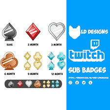 Twitch Sub Badges Card Suits Twitch Badge Submarine