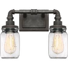 Rustic black vanity lights for bathroom. Quoizel Squire 2 Light Bathroom Vanity Light In Rustic Black Lightsonline Com