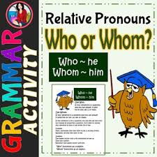 who whom relative pronouns anchor chart center activity task cards