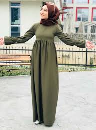 Modaonur Buzgulu Tesettur Haki Elbise Modelleri Moda Tesettur Giyim Buzgulu Elbiseler Elbise Modelleri Elbise