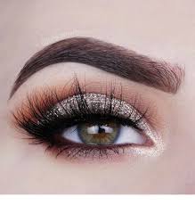silver and glitter eye makeup