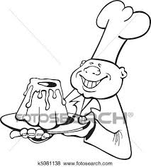 Koch Mit Kuchen Fur Ausmalbilder Clip Art K5981138 Fotosearch