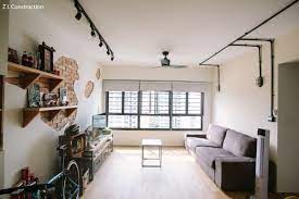 Z L Construction Singapore To Achieve Raw Industrial Look Exposed Black Round Conduits Wer Living Room Lighting Industrial Style Interior Interior Design